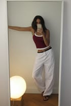 Double Scoop Tank - Maroon and White view 4