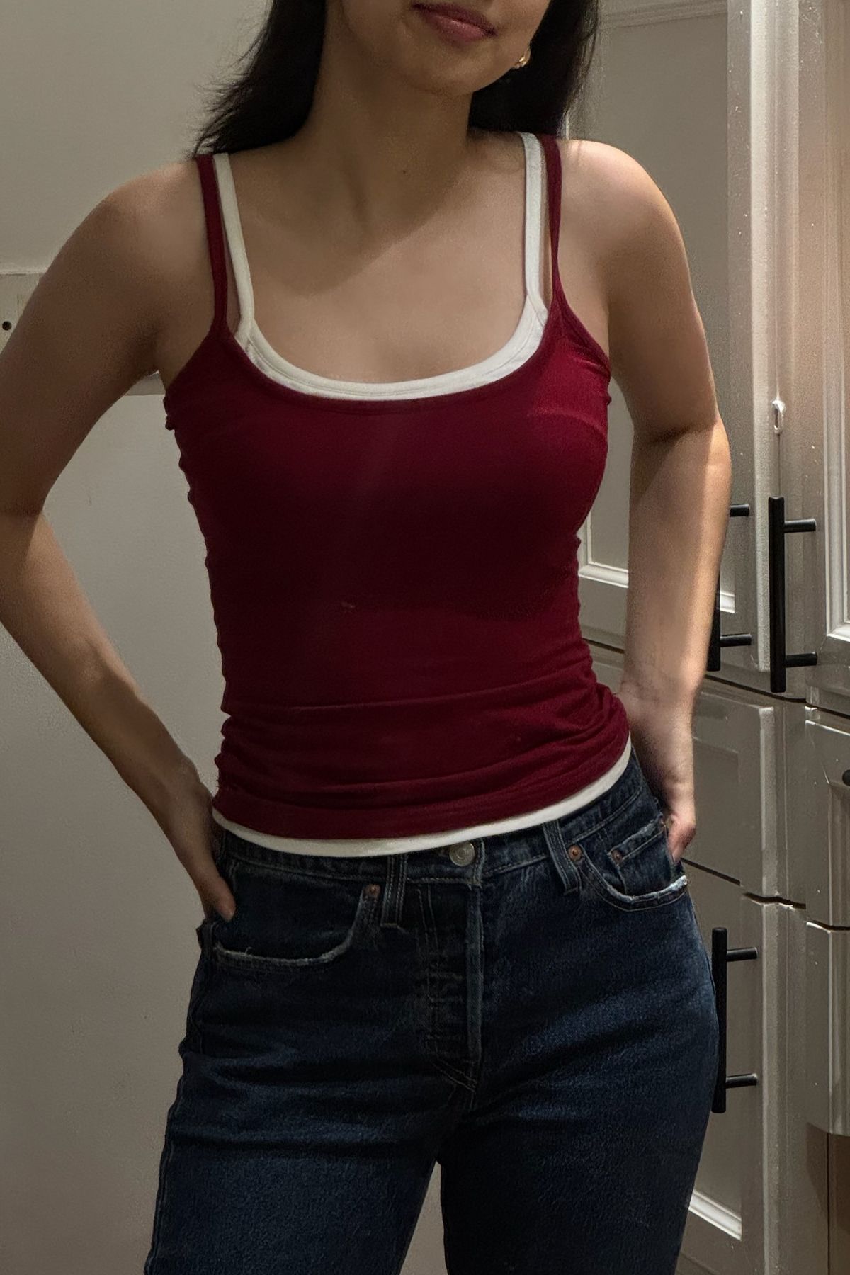 Double Scoop Tank - Maroon and White - image 5