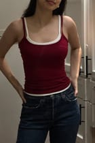 Double Scoop Tank - Maroon and White view 5