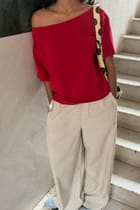 Late Checkout Off Shoulder Red view 1