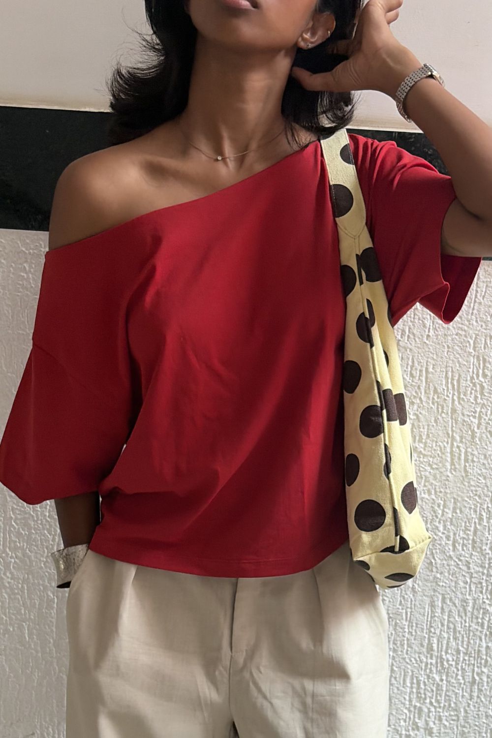 Late Checkout Off Shoulder Red - image 8