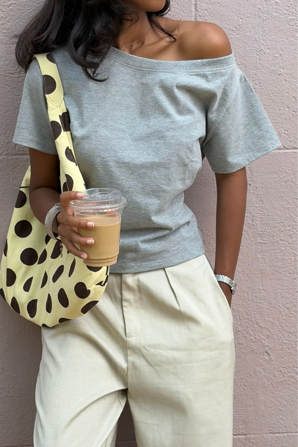 Off the Record - Grey Off Shoulder - image 1