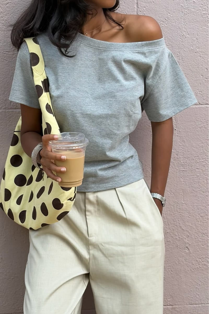 Off the Record - Grey Off Shoulder