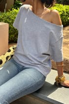 Late Checkout Off Shoulder Grey view 2