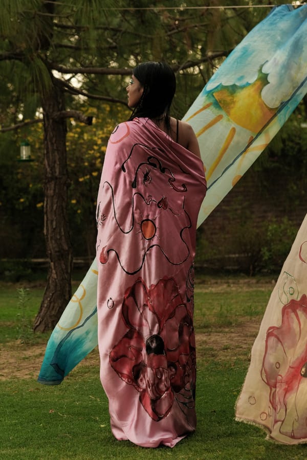 NA by Nitya — Ombré Pink Satin Saree