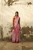 Ombré Pink Satin Saree view 4