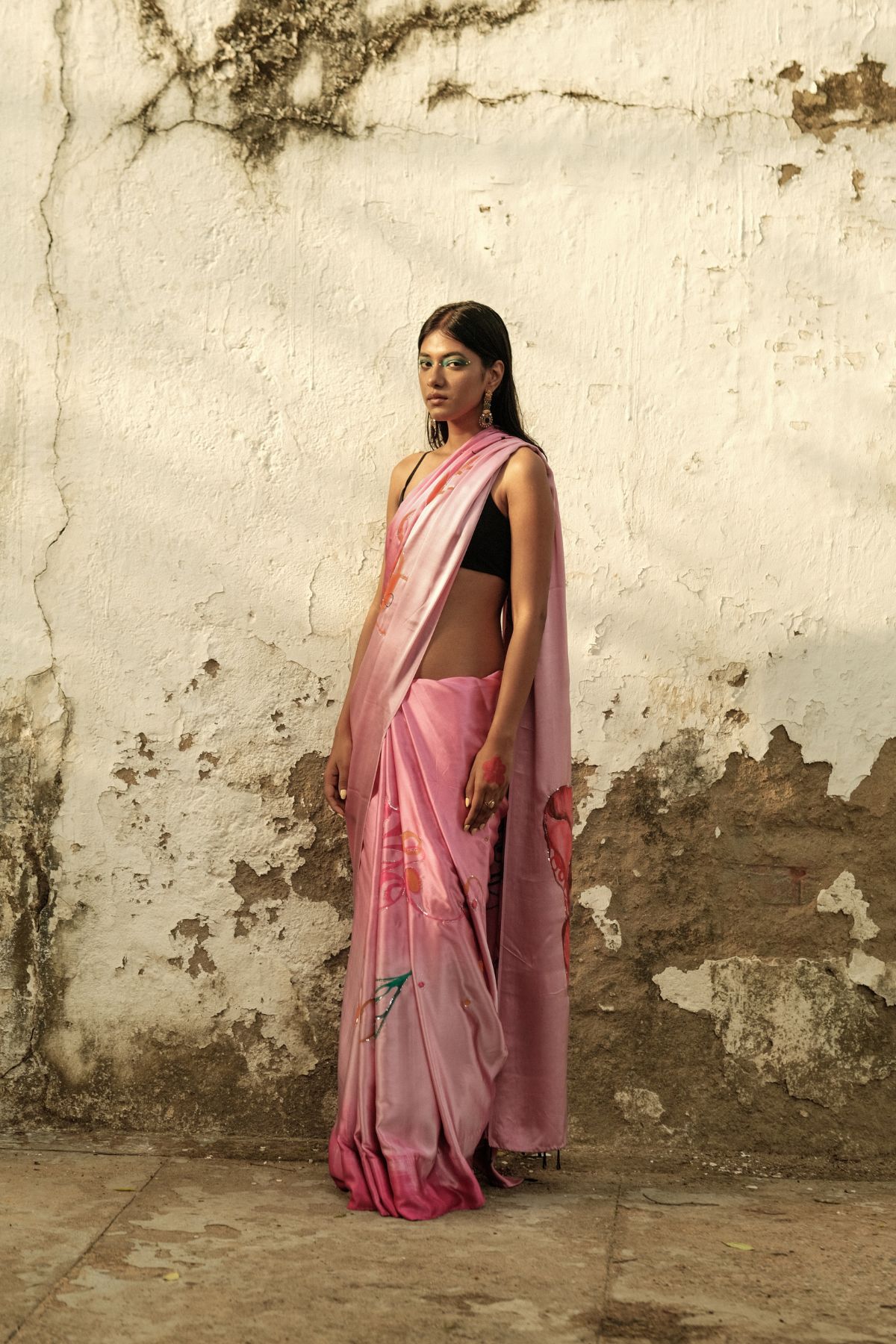 Ombré Pink Satin Saree - image 5