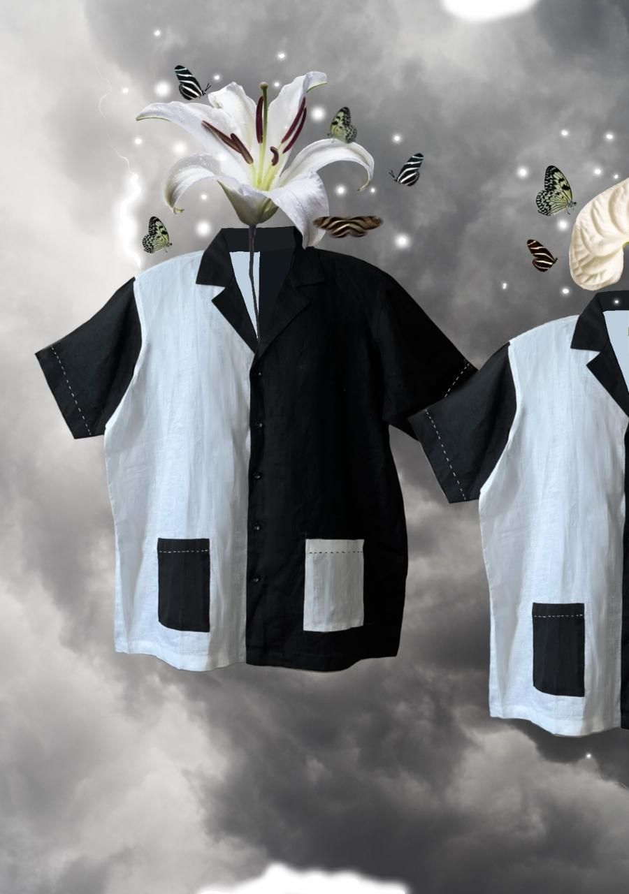 BLACK AND WHITE BOWLER SHIRT - image 1