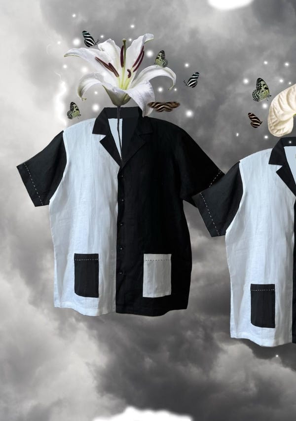 NA by Nitya — BLACK AND WHITE BOWLER SHIRT