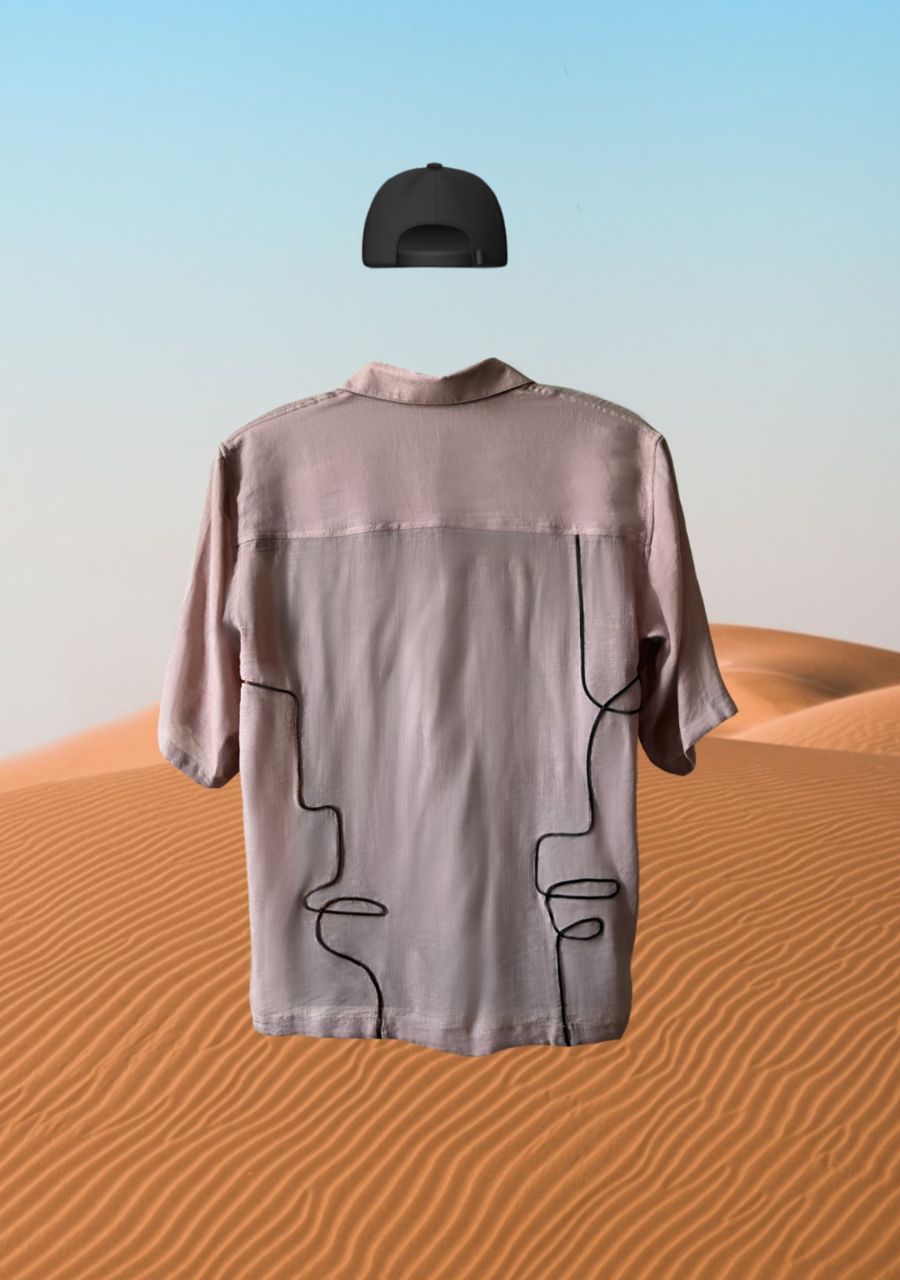 DOODLE FACES SHIRT - BEIGE - image 2