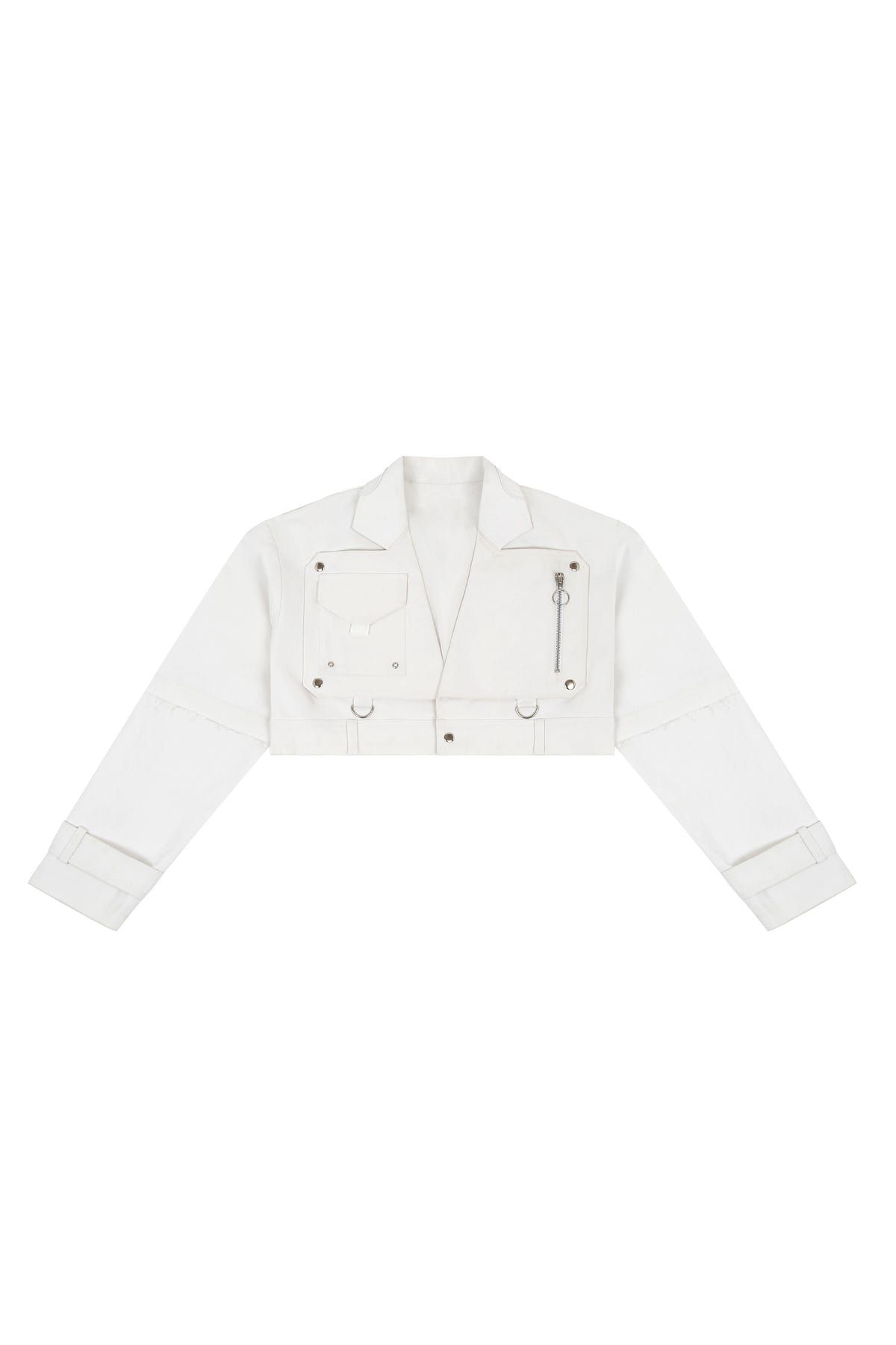 Cropped Denim Biker Jacket - image 2