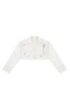 Cropped Denim Biker Jacket view 2