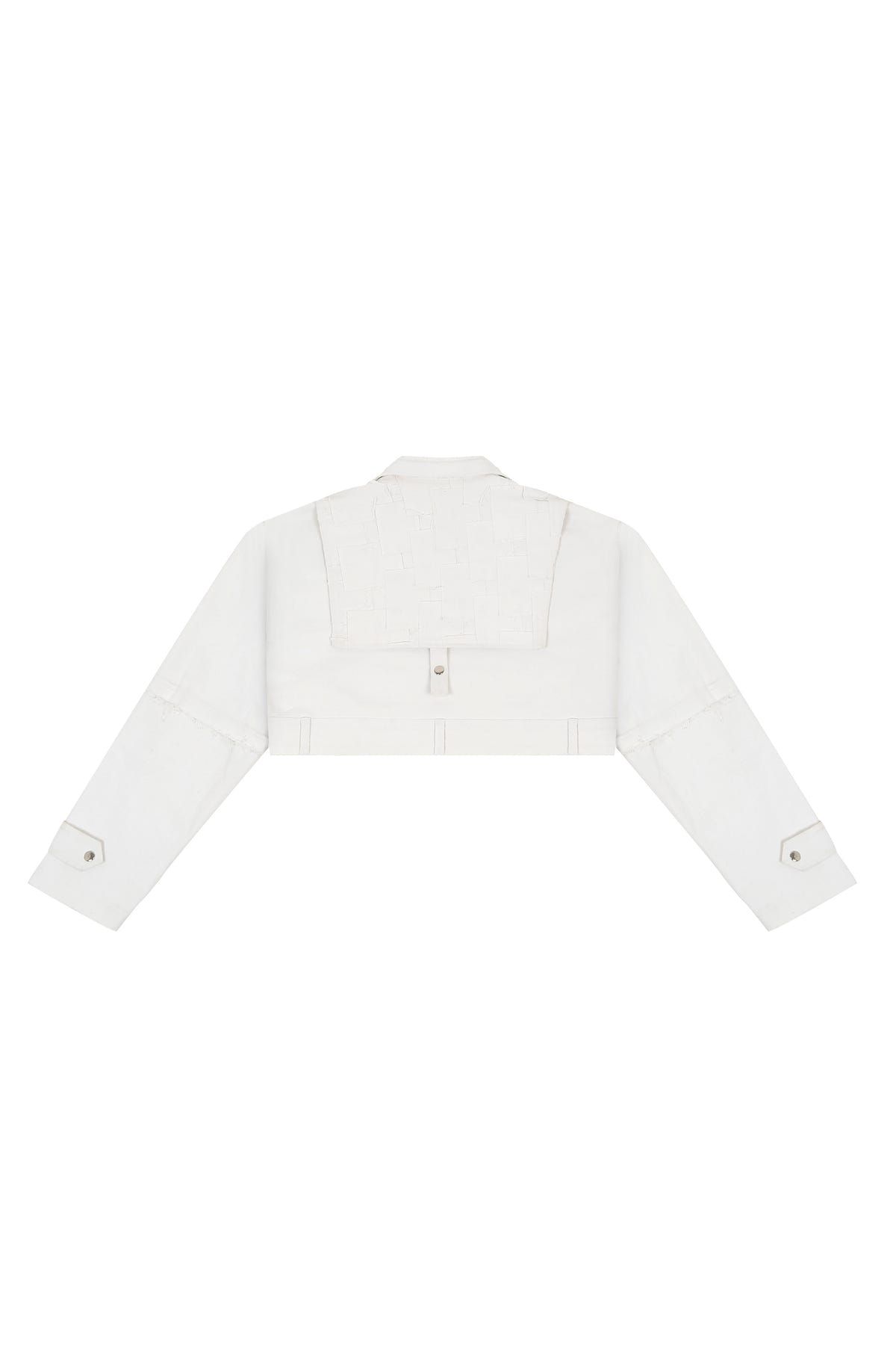 Cropped Denim Biker Jacket - image 3
