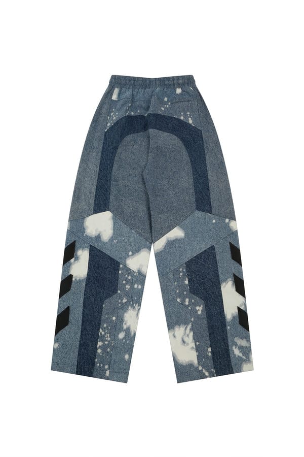 Noughtone — Denim racing patch work jogger - 01