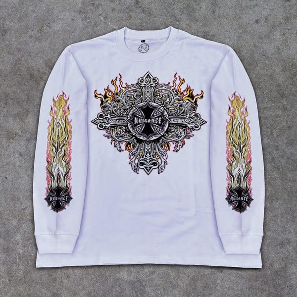 Nuisance — Freedom Flare Long Sleeve - White