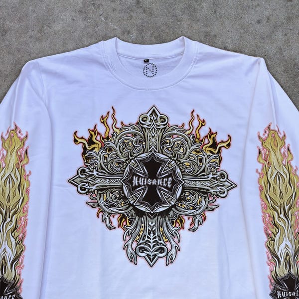 Nuisance — Freedom Flare Long Sleeve - White