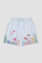 Sea life hand embroidered shorts view 1