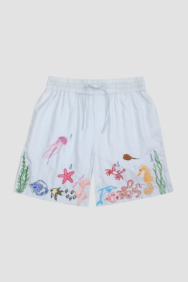 Perte D'ego — Sea life hand embroidered shorts