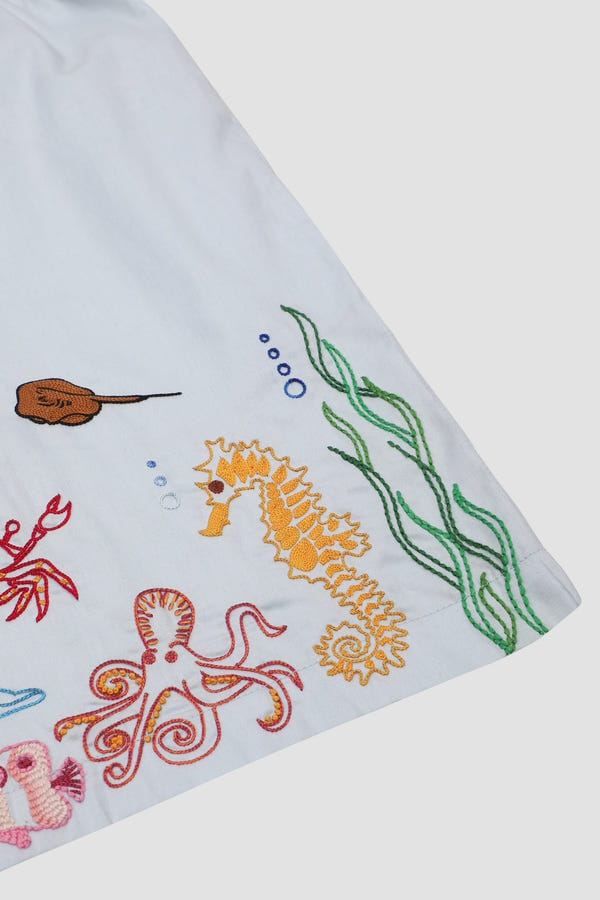Perte D'ego — Sea life hand embroidered shorts