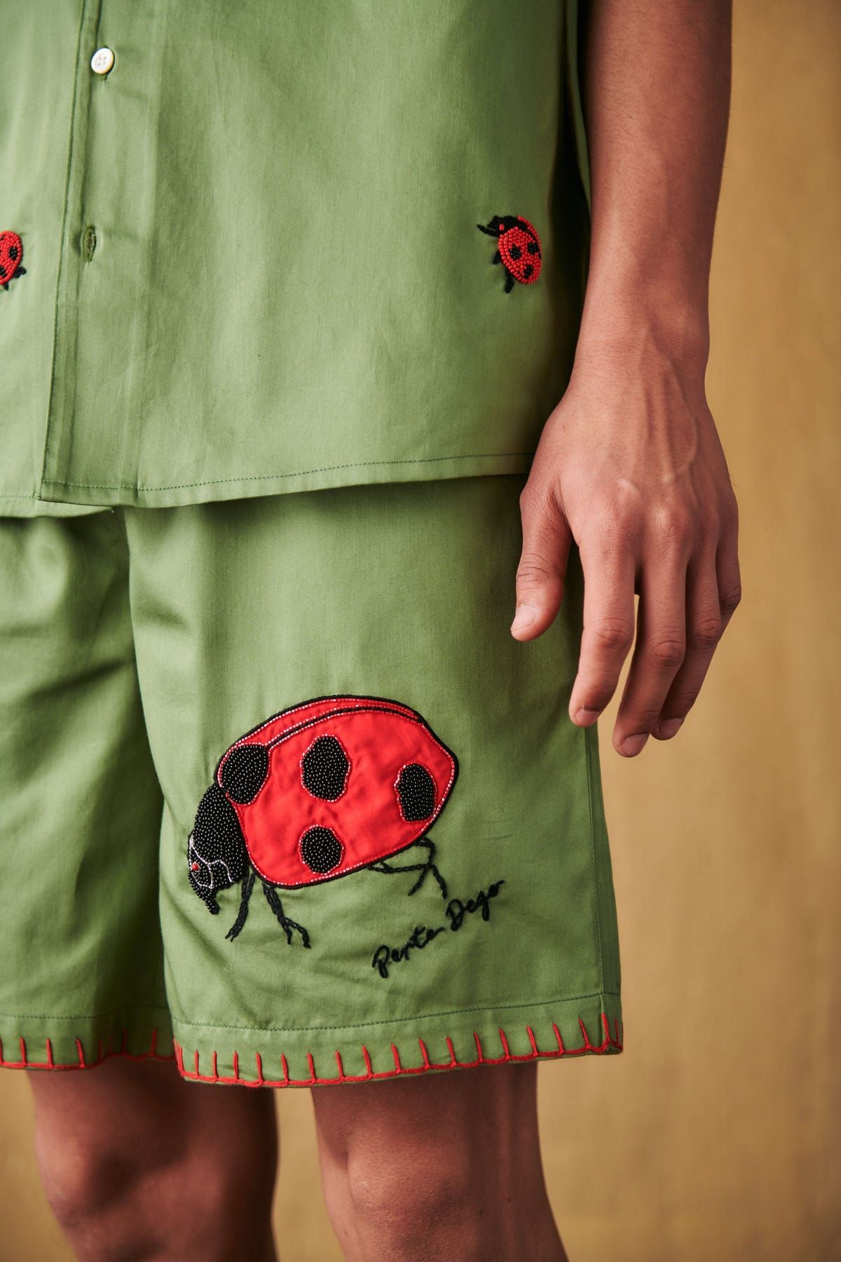 Ladybug appliqué shorts - image 1