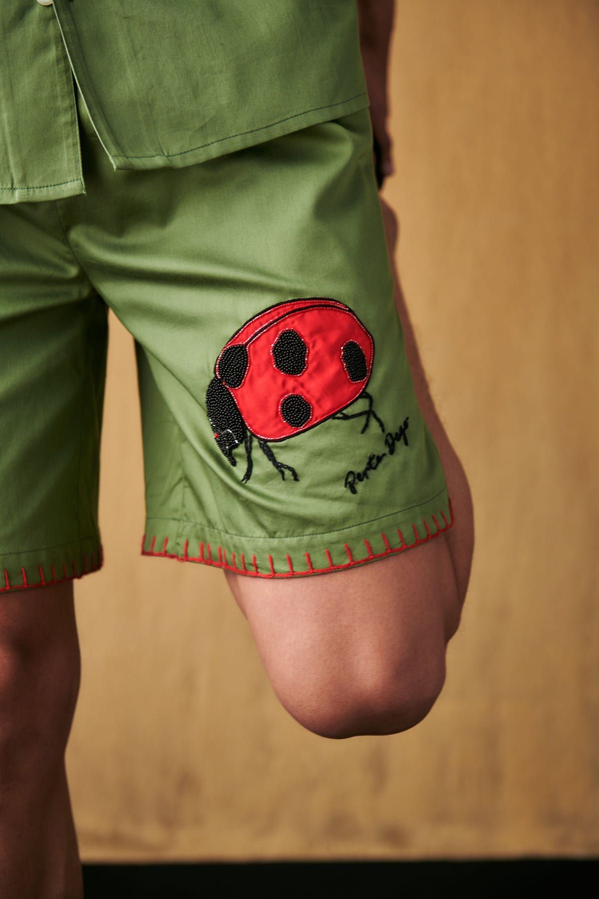 Ladybug appliqué shorts - image 3