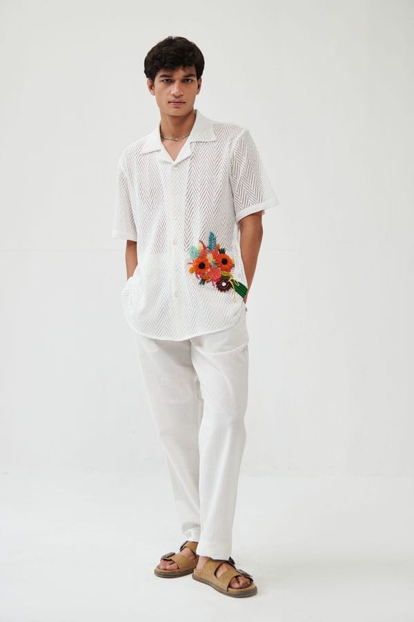Perte D'ego — Bouquet hand embroidered Shirt