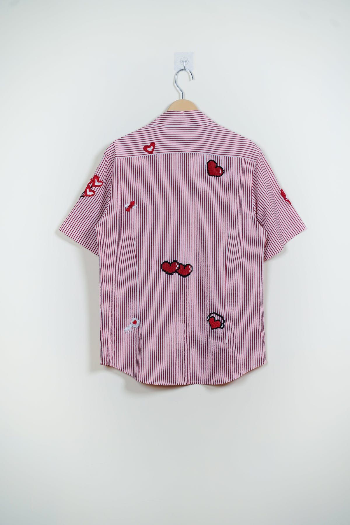 "8-bit love" hand embroidered shirt - image 11