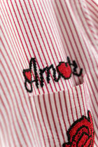 "8-bit love" hand embroidered shirt view 3