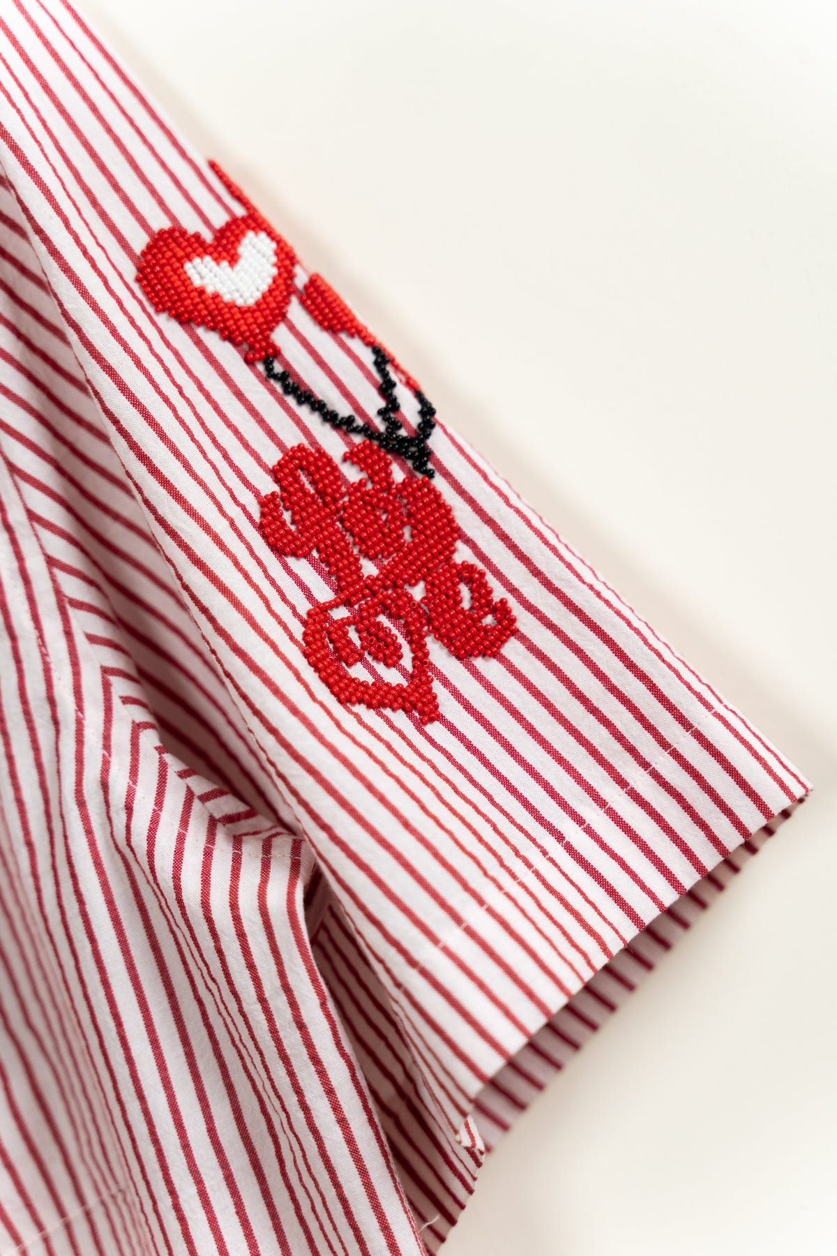 "8-bit love" hand embroidered shirt - image 5