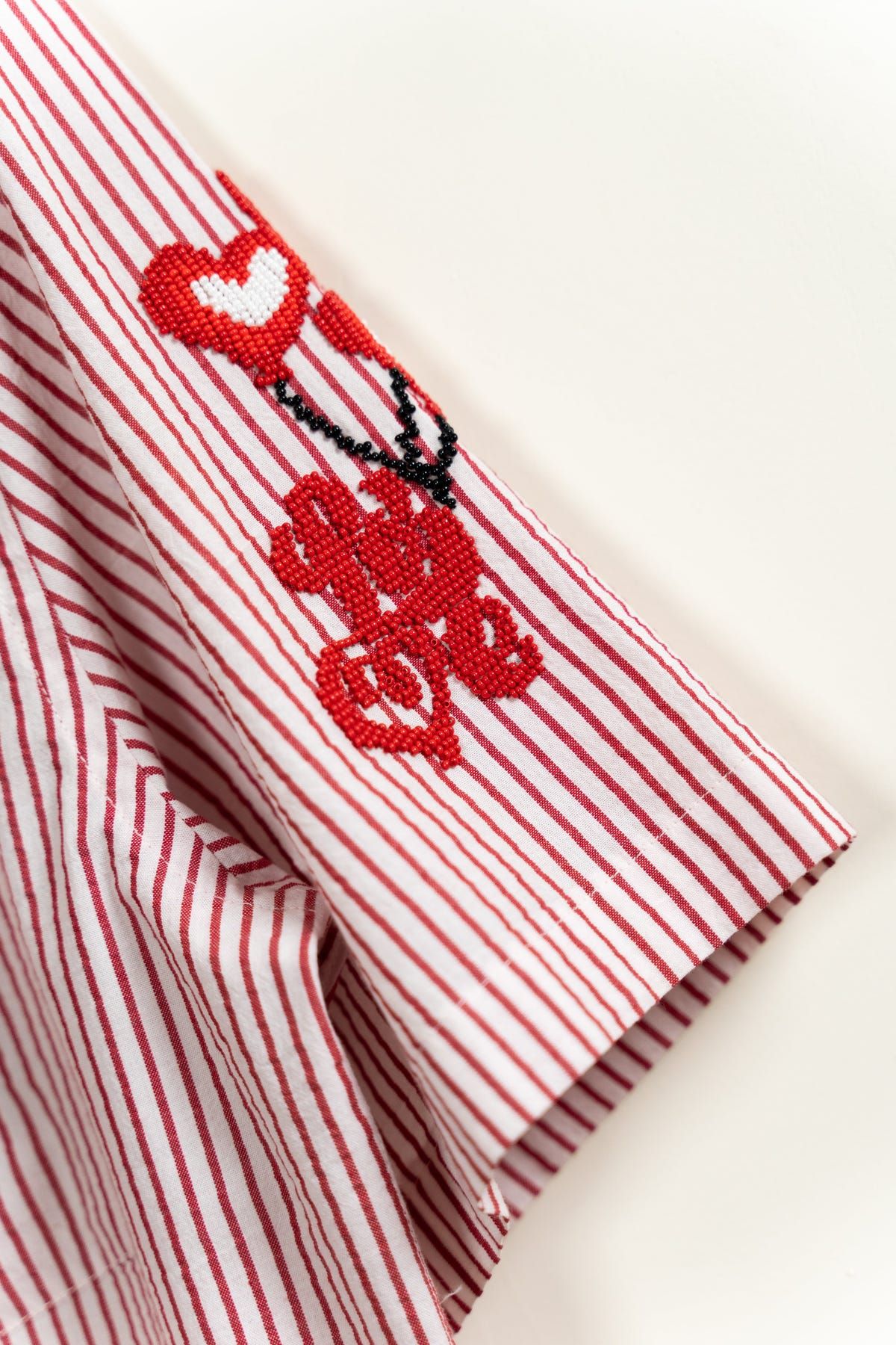 "8-bit love" hand embroidered shirt - image 6