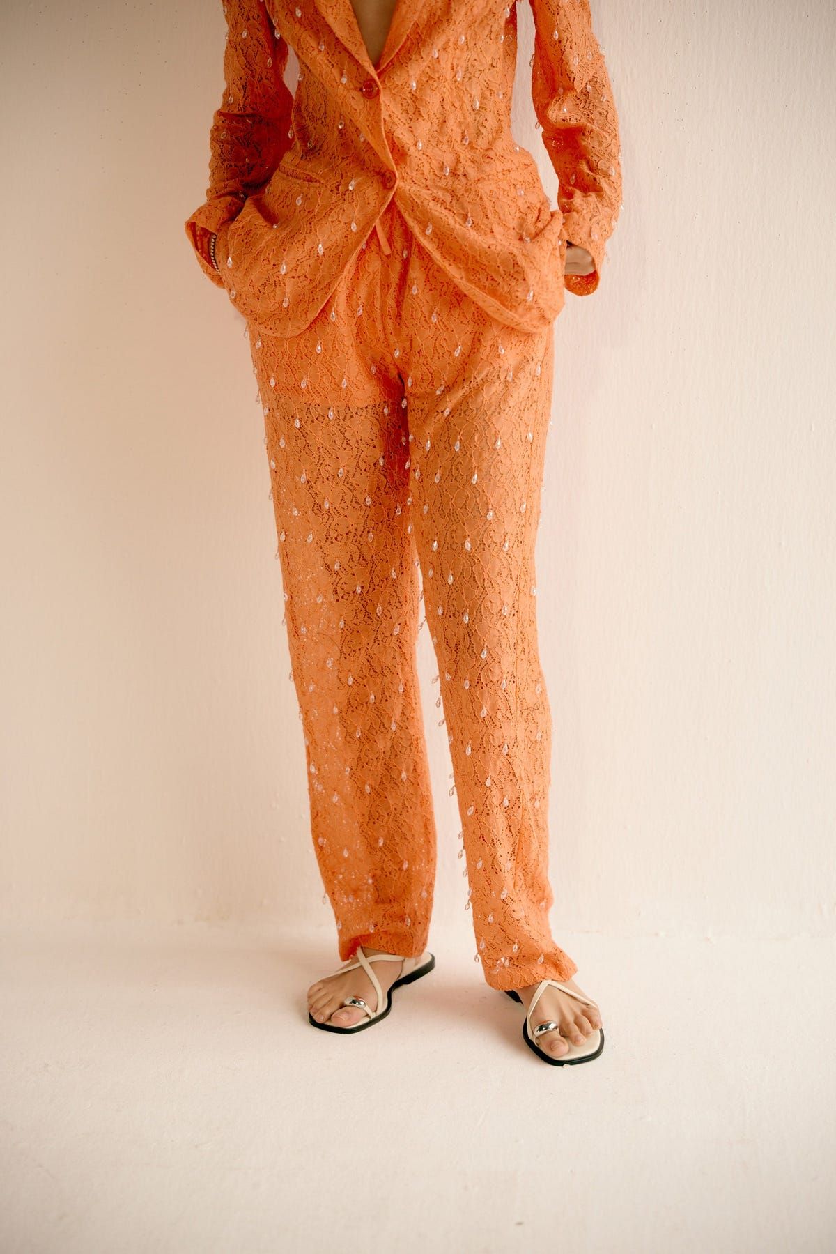 Droplets Hand embroidered Pants - image 1