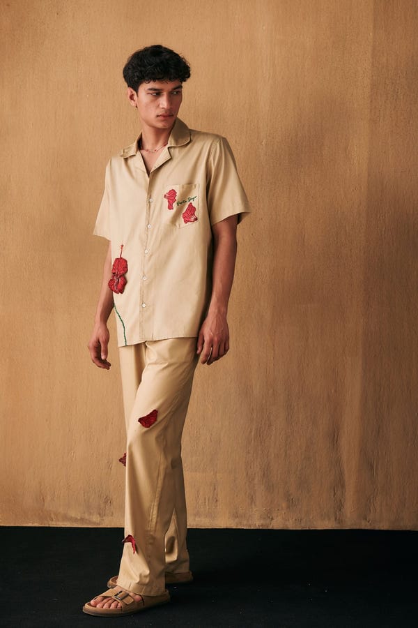 Perte D'ego — Hibiscus appliqué lounge pants