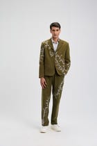 Verdant Vine Embroidered Corduroy Blazer view 2