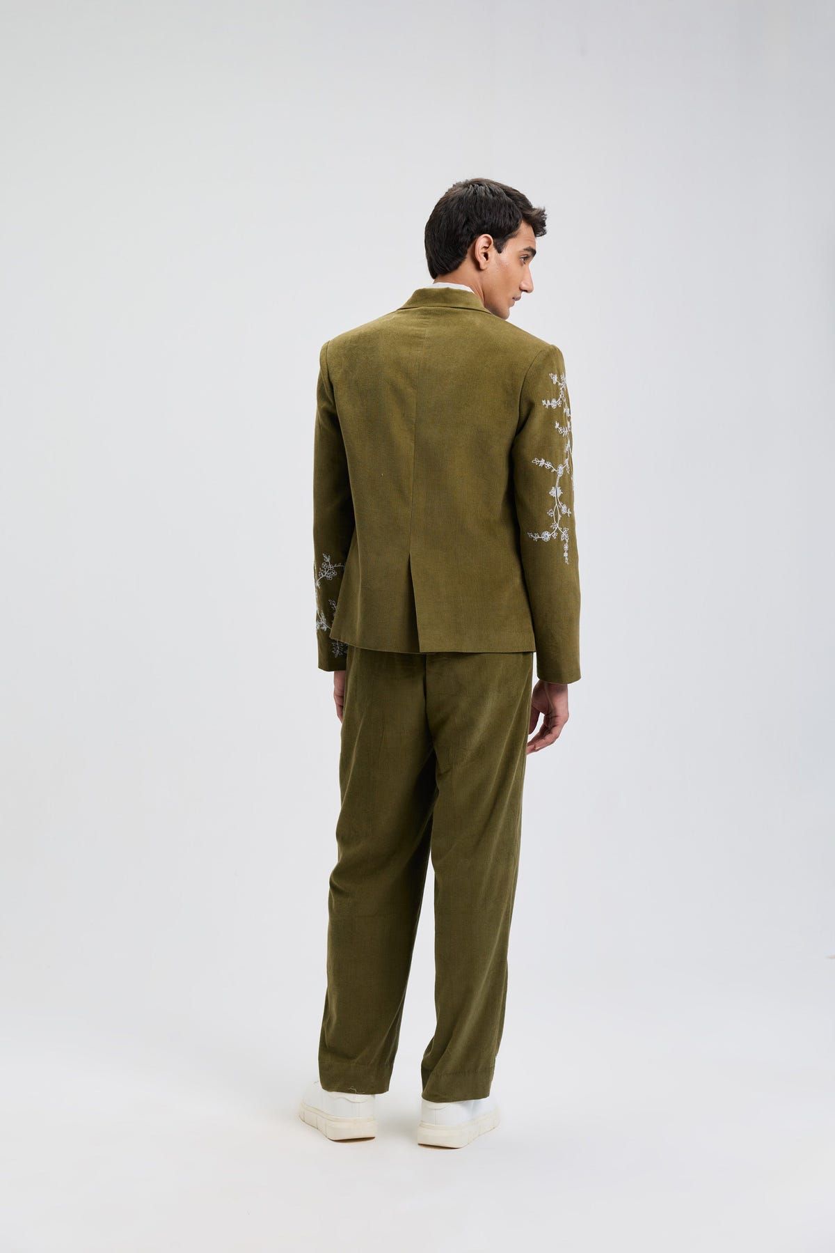 Verdant Vine Embroidered Corduroy Blazer - image 4