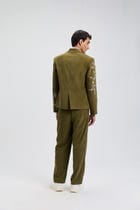 Verdant Vine Embroidered Corduroy Blazer view 4