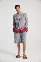 Single pleat shorts- Grey view 1