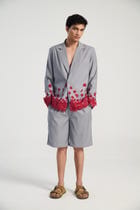 Single pleat shorts- Grey view 3