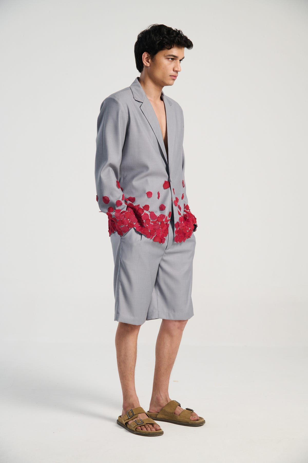 Single pleat shorts- Grey - image 4