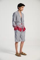 Single pleat shorts- Grey view 4