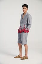Single pleat shorts- Grey view 5