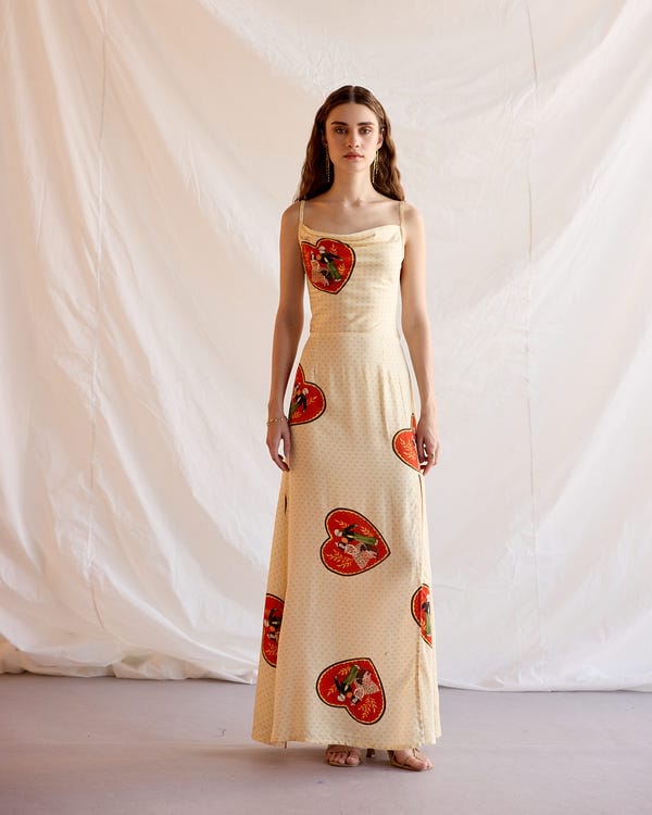 Perte D'ego — "Lovers" Pleated Cowl Aline Dress
