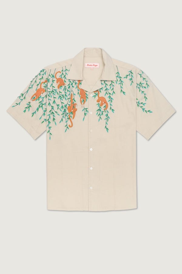 Perte D'ego — "Jungle story" hand embroidered shirt