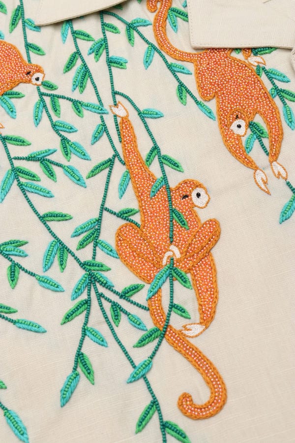 Perte D'ego — "Jungle story" hand embroidered shirt
