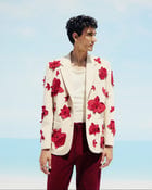 "Hibiscus" appliqué hand embroidered blazer view 3