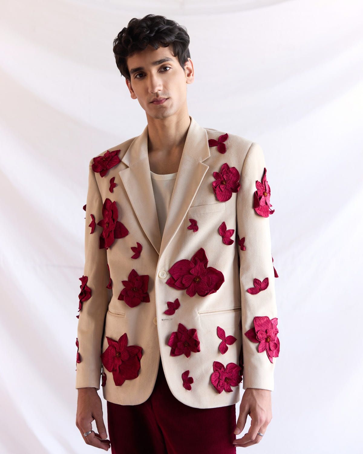 "Hibiscus" appliqué hand embroidered blazer - image 6