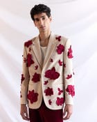 "Hibiscus" appliqué hand embroidered blazer view 6