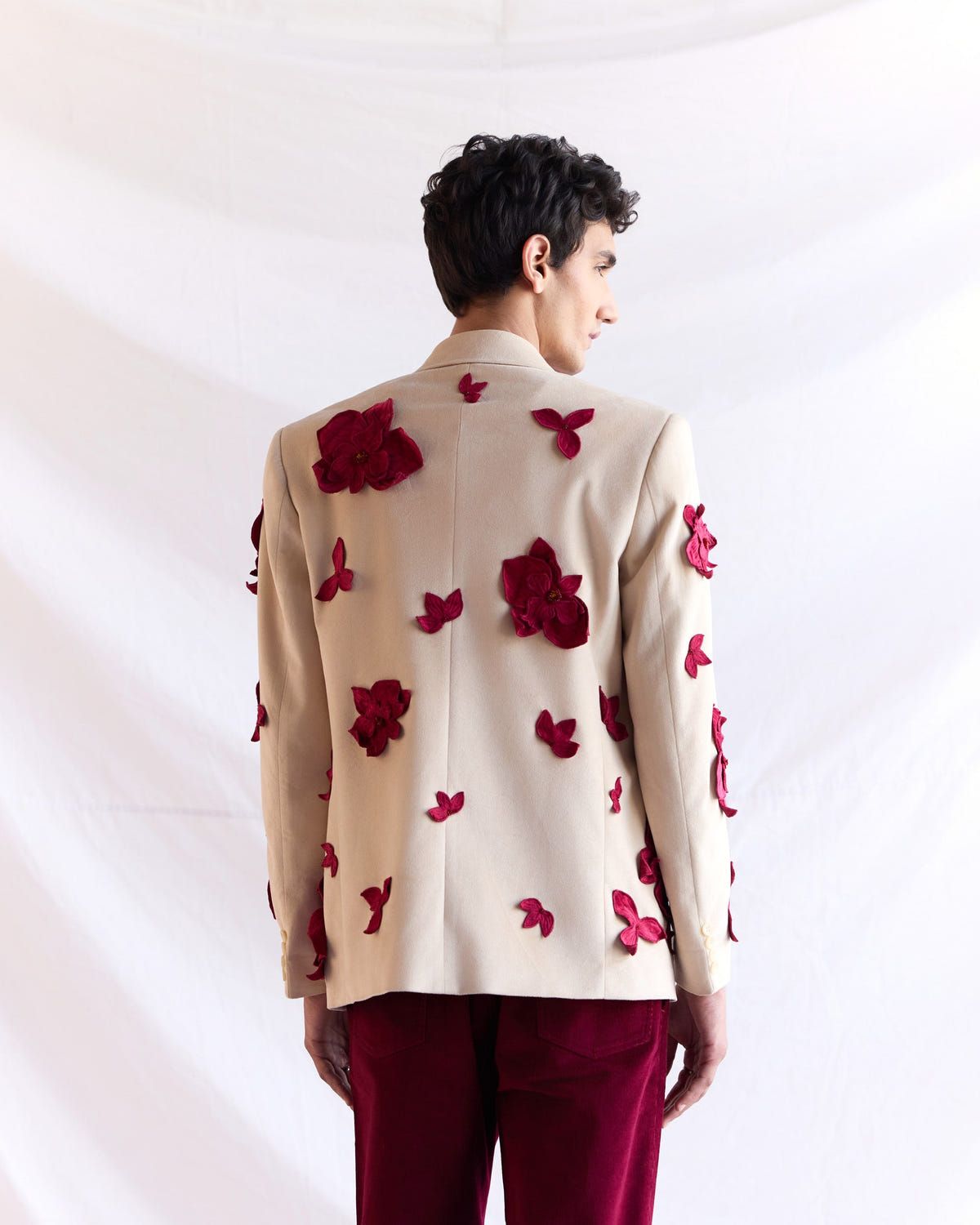 "Hibiscus" appliqué hand embroidered blazer - image 7