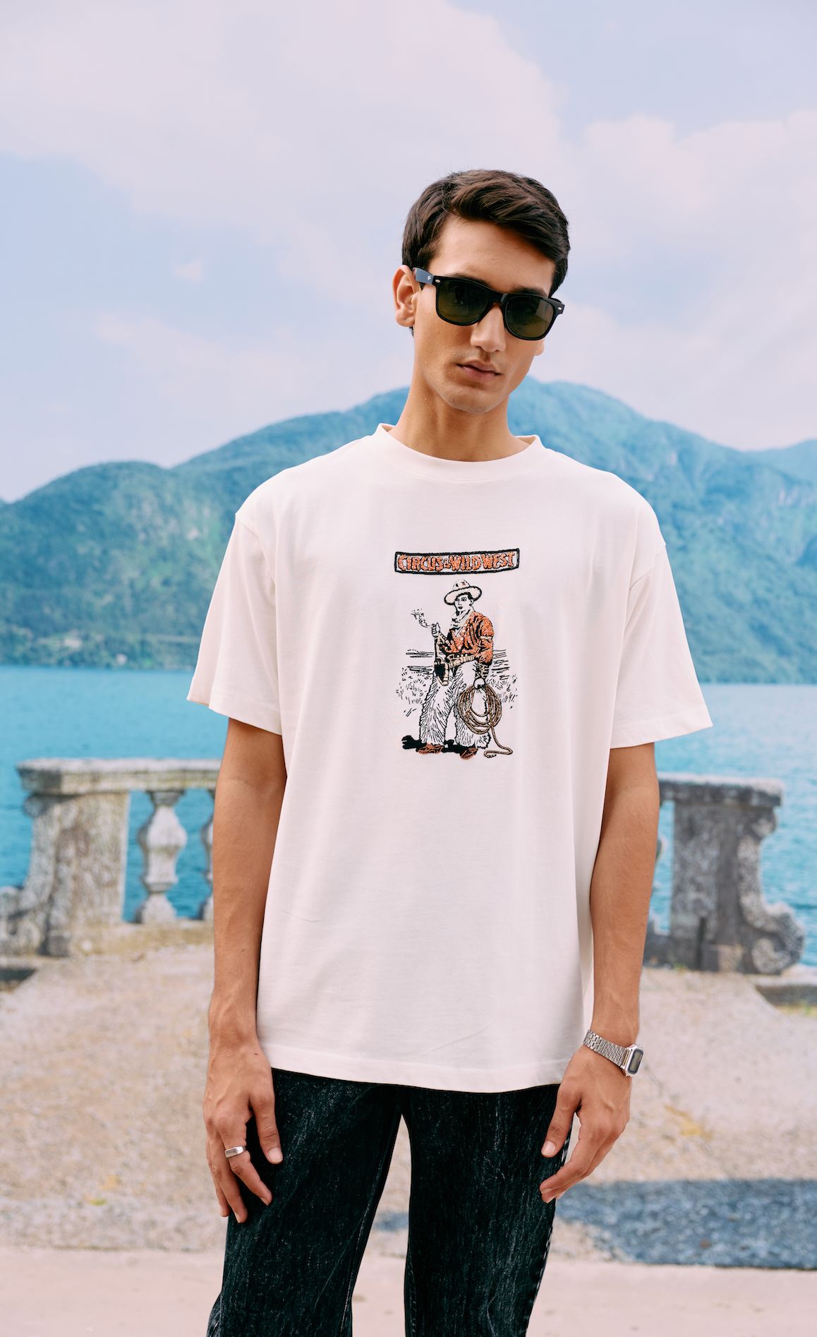 "Le cowboy" hand embroidered T-Shirt - image 1