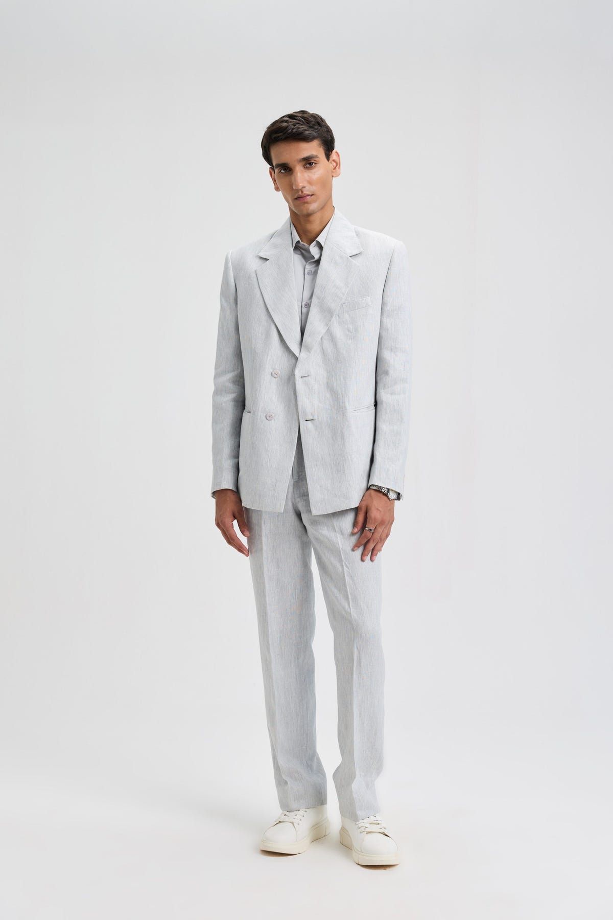 Light Grey Tailored Linen Pants - image 1