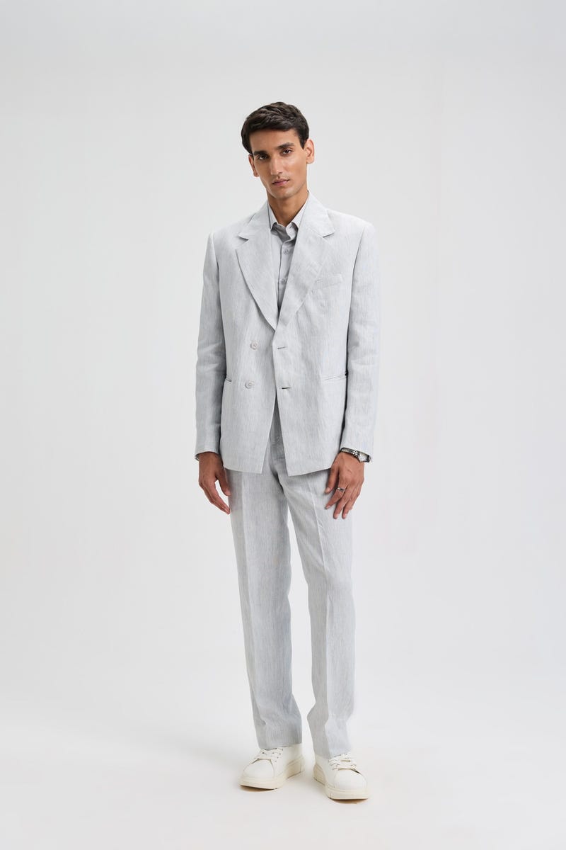 Light Grey Tailored Linen Pants